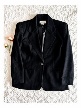 Joan Leslie Black Wool Blend Blazer Jacket Petite 4P